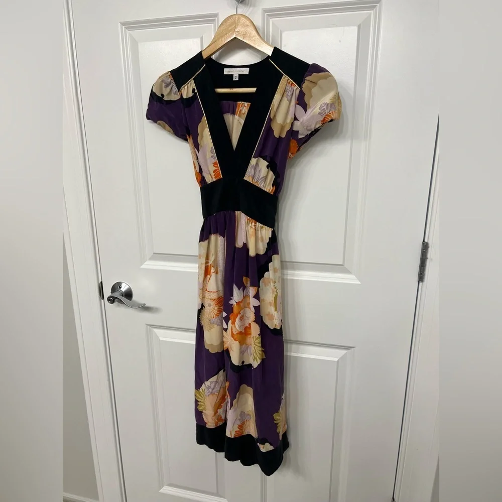 Anthropologie Coreylynncalter Purple Floral Midi Dress - Picture 2 of 6